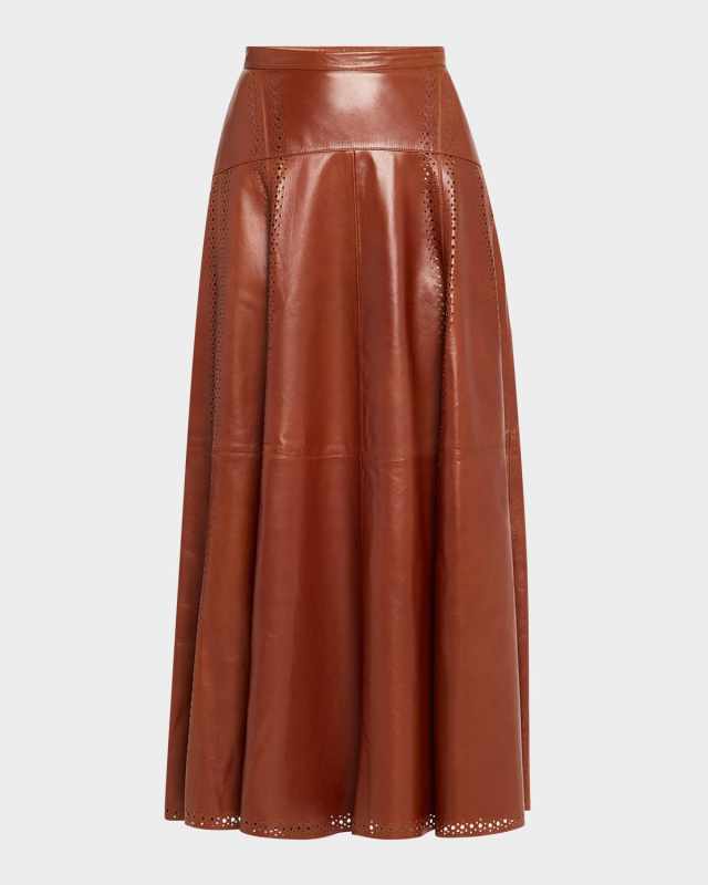 Aninda Leather Midi Skirt